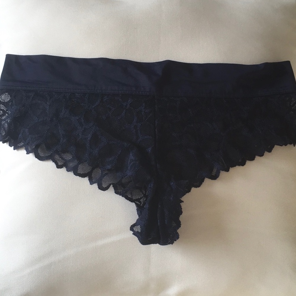 Navy blue lace cheeky style undies